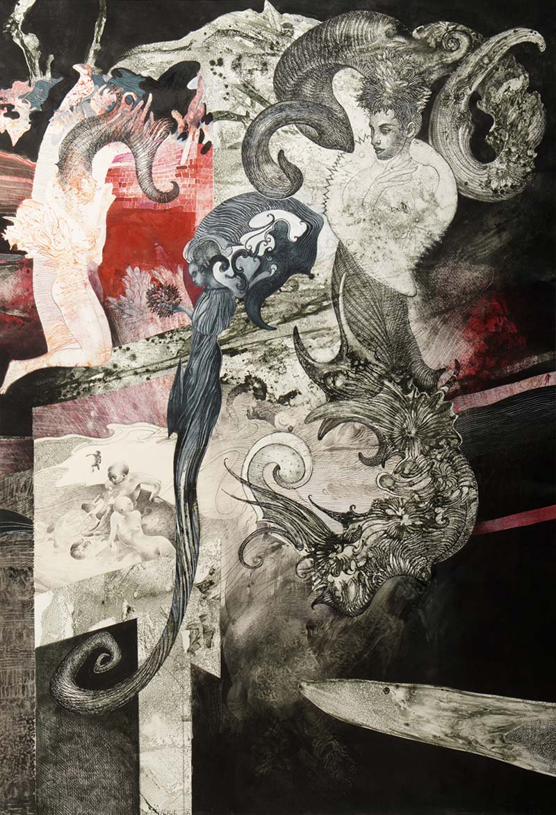Angels Over the Coast, 90 x 60 cm, mixed media, 2007 – Željko Đurović