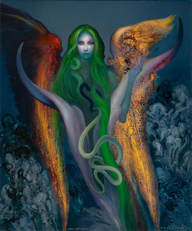 Apparition of the Golden-Winged, 120 x 100 cm, oil on canvas, 2021 – Željko Đurović