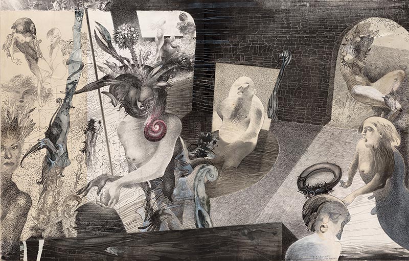 Beneath the Wall, 65 x 100 cm, mixed media, 1994 – Željko Đurović