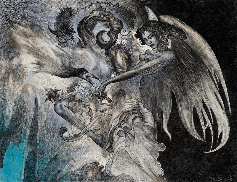 Bird, 50 x 65 cm, mixed media, 2022 – Željko Đurović