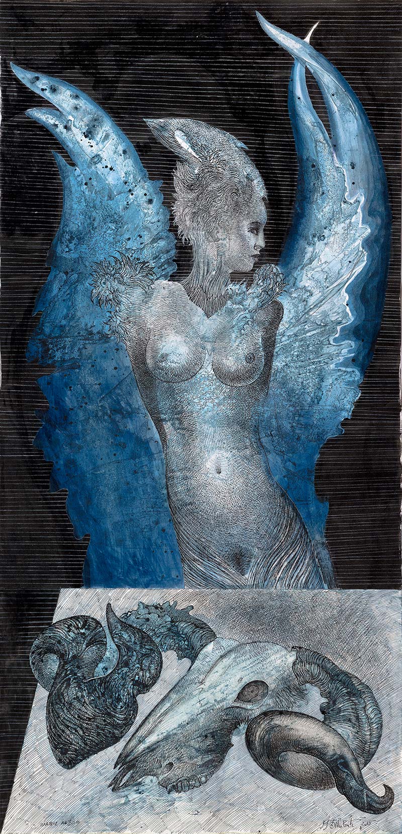 Blue Angel, 110 x 50 cm, mixed media, 2015 – Željko Đurović
