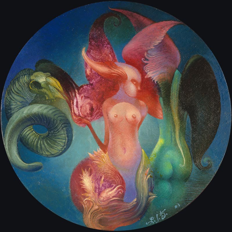 Circle, round 21 cm, oil on board, 2003 – Željko Đurović