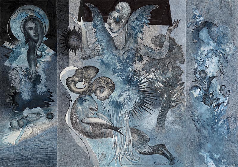 Contrasts in the Garden of Life, 65 x 92 cm, mixed media, 2021 – Željko Đurović