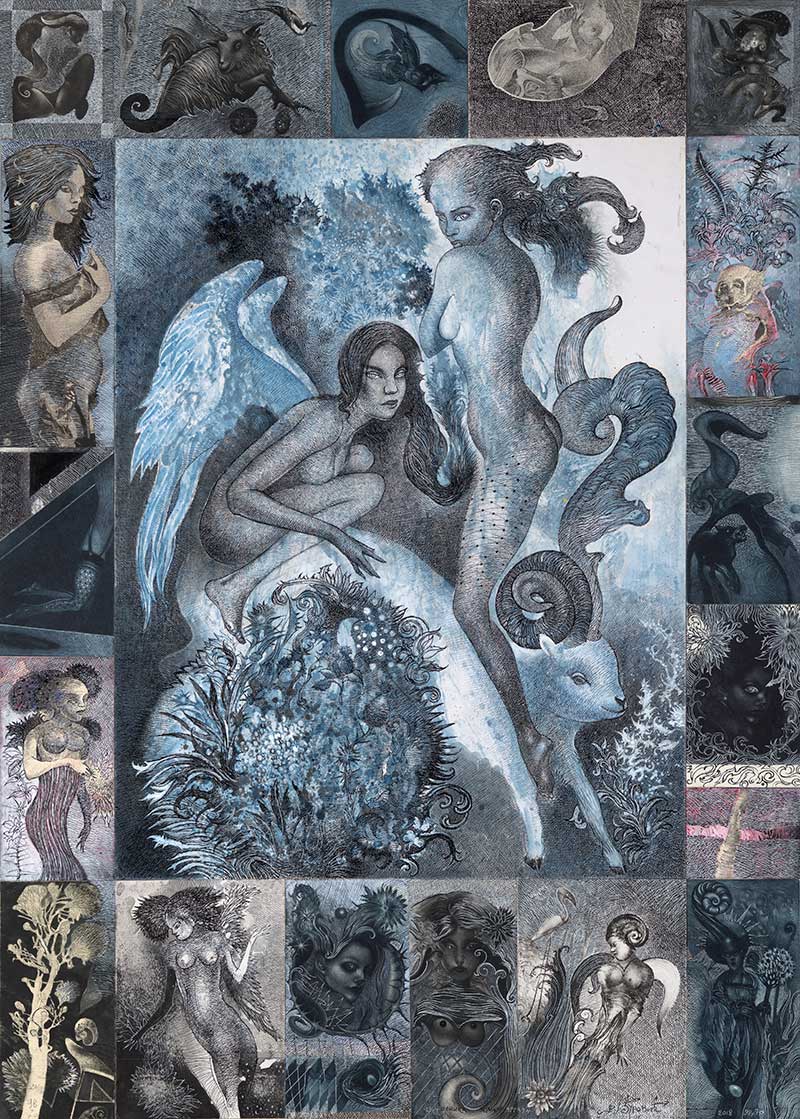From the Diary of a Draughtsman, 98 x 70 cm, mixed media, 2018 – Željko Đurović