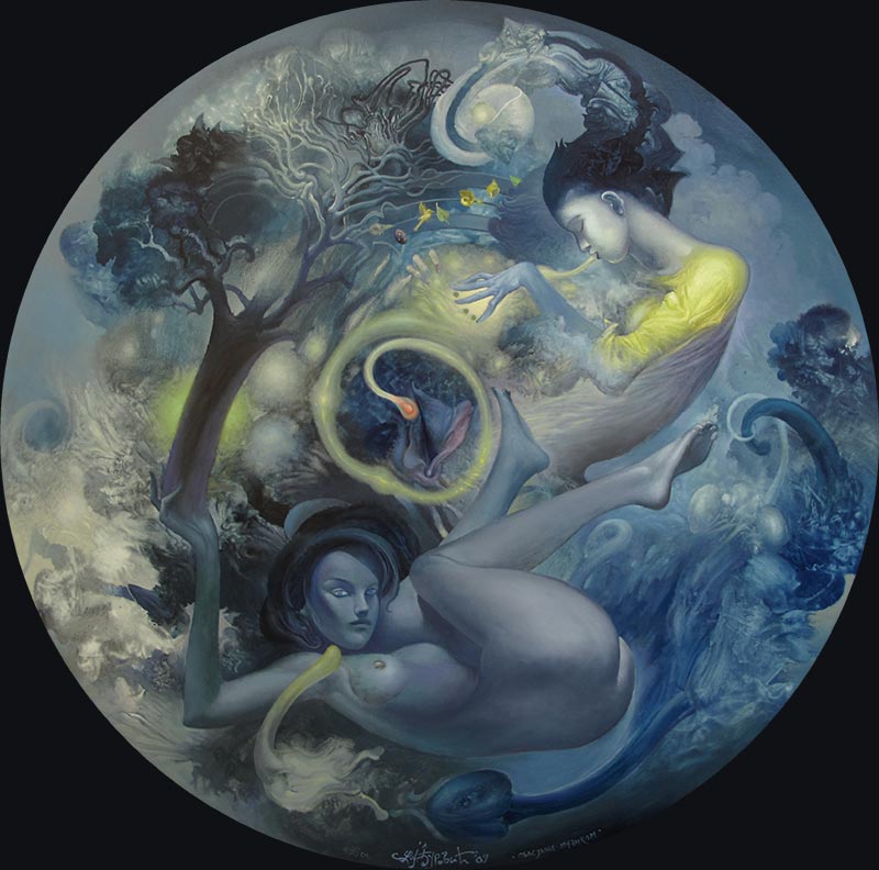 Illuminated by Music, round 95 cm, oil on canvas, 2010 – Željko Đurović