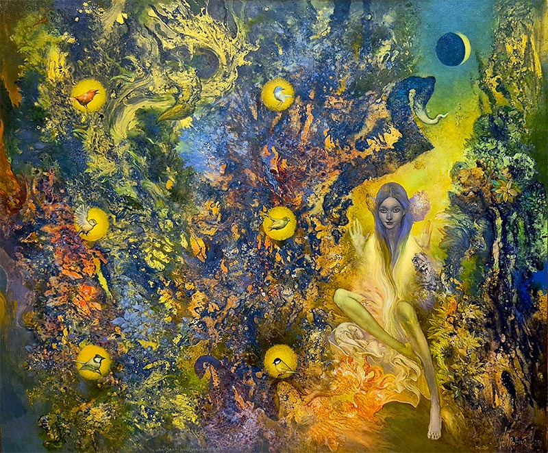 Illuminated by the New Moon, 150 x 180 cm, oil on canvas, 2025 – Željko Đurović