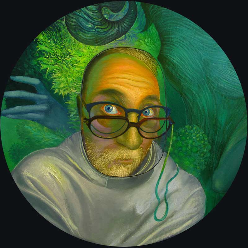 Self-Portrait, round, oil on canvas – Željko Đurović