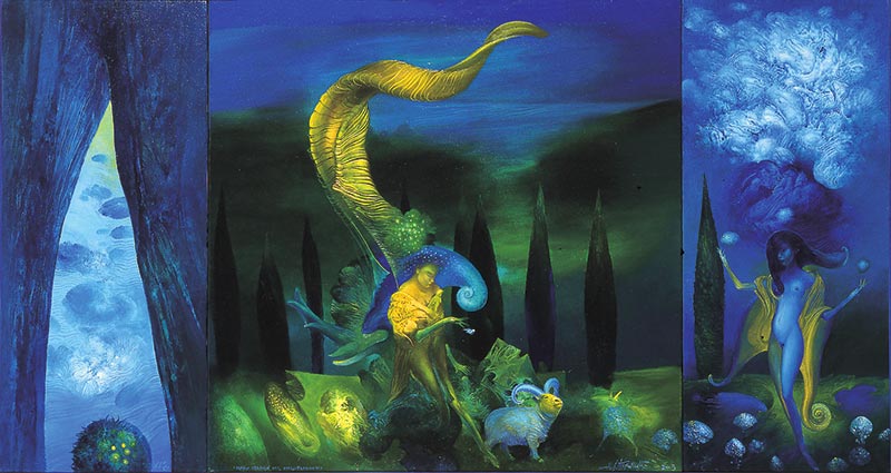 Shepherdess – Blue Clouds Over the Mediterranean, 80 x 150 cm, oil on canvas, 2003 – Željko Đurović