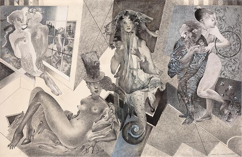 Susanna and the Elder, 65 x 100 cm, mixed media, 1995 – Željko Đurović
