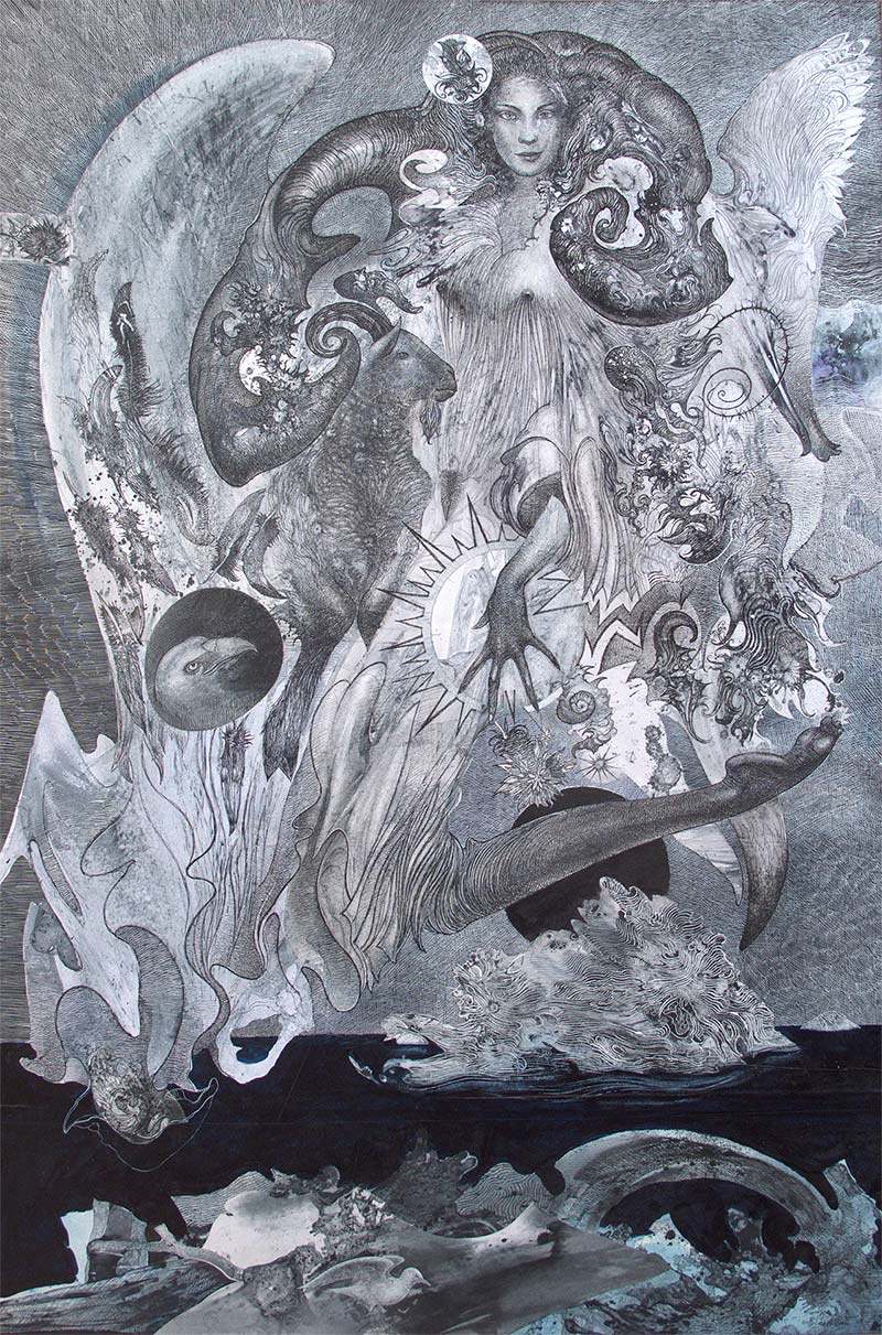 The Sun in My Hands, 140 x 100 cm, mixed media, 2011 – Željko Đurović