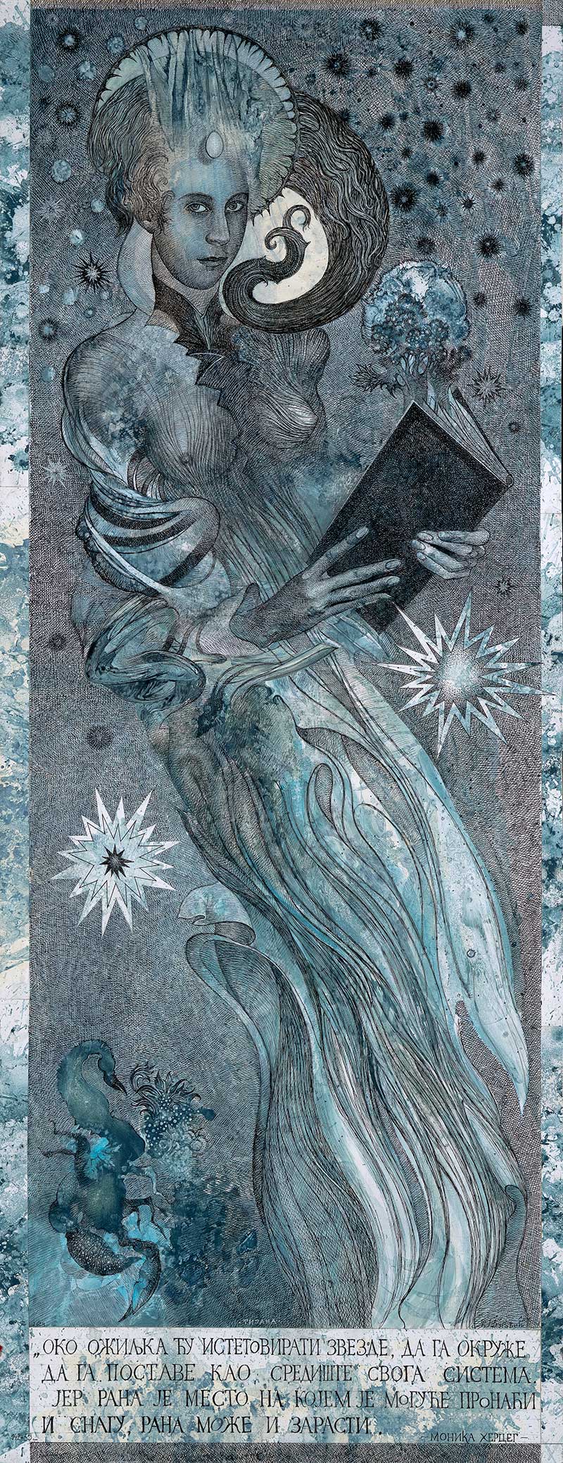 Tijana, 142 x 55 cm, mixed media, 2024 – Željko Đurović
