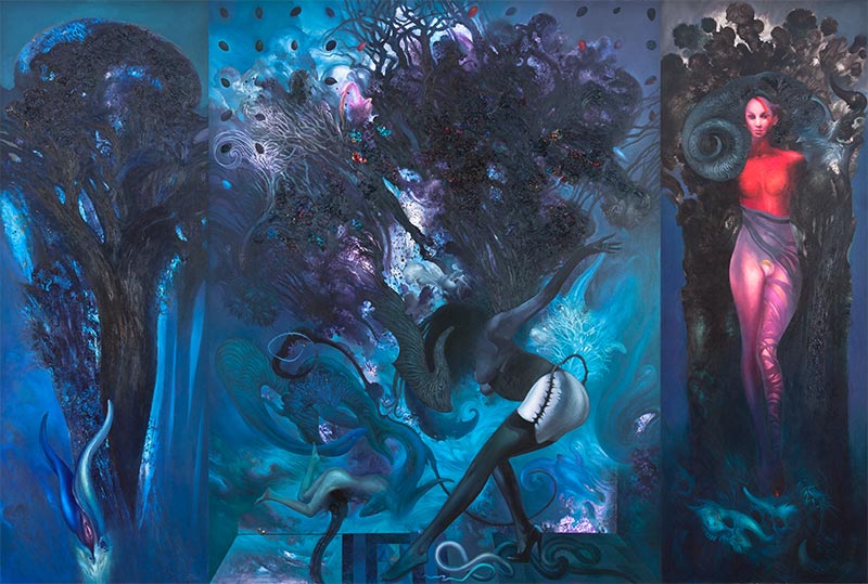Triptych – Ode to the Tree, 195 x 290 cm, oil on canvas, 2012 – Željko Đurović