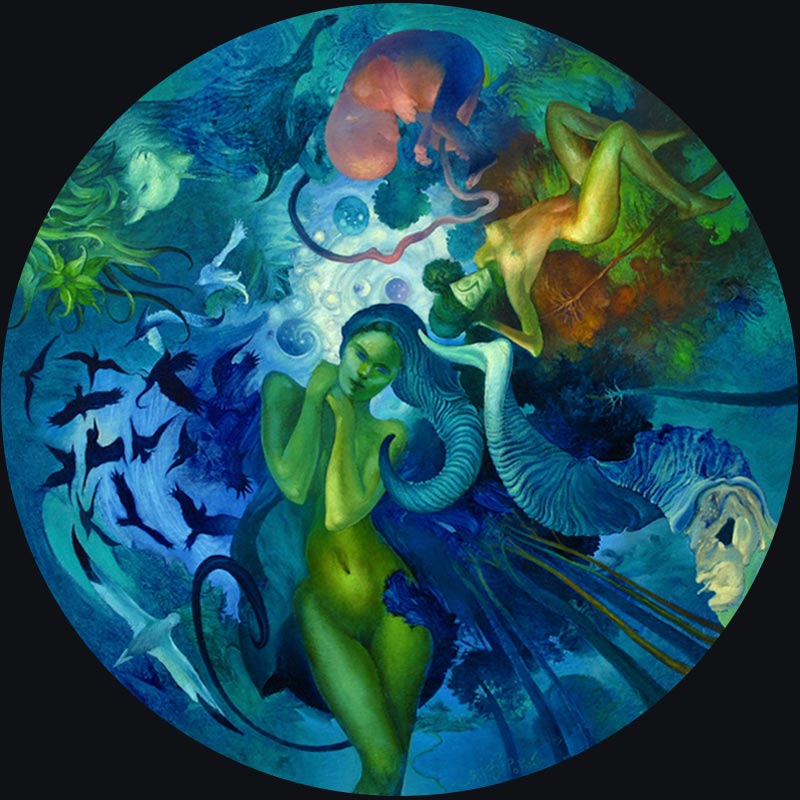 Uroboros, round 48 cm, oil on canvas, 2010 – Željko Đurović