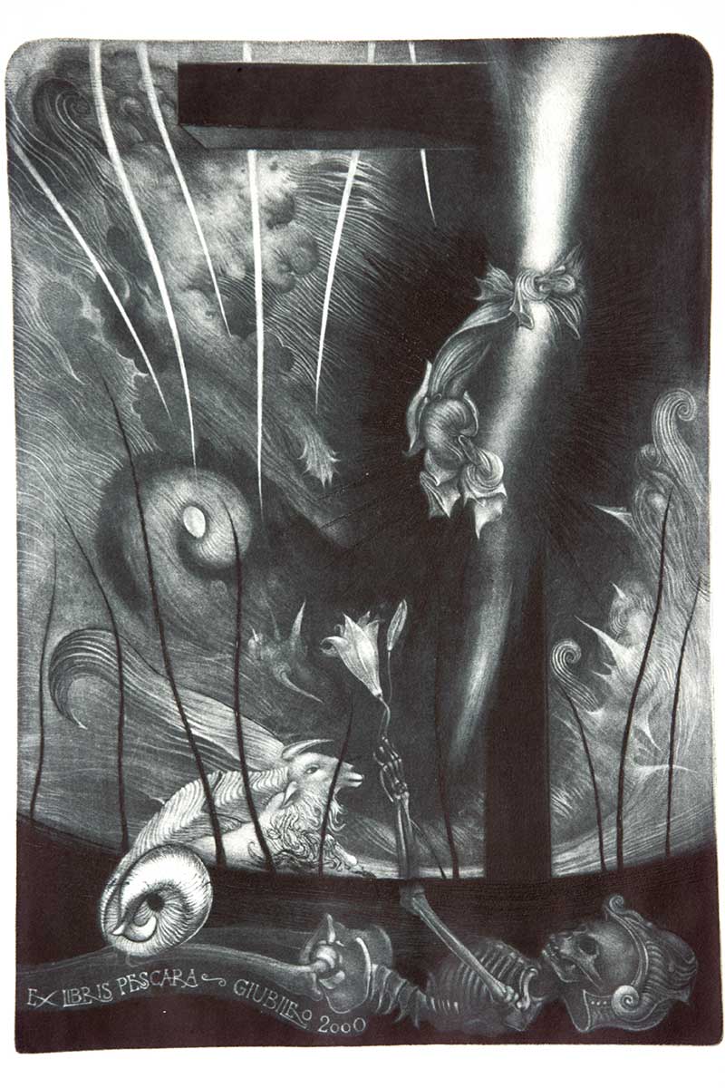 Ex Libris for the International Ex Libris Competition "Giubileo 2000" in Pescara, Italy, 2000 – graphic print by Željko Đurović.